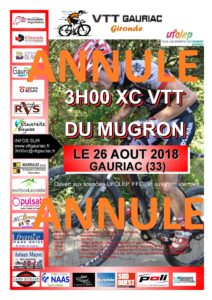 ANNULATION DES 3H00 VTT XC DU MUGRON DU DIMANCHE 26 AOÛT