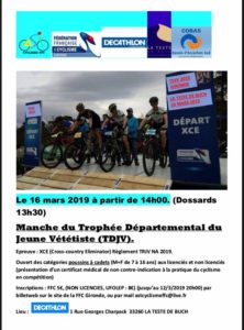 2ème manche des TDJV XCE de La Teste Samedi 16 mars 2019