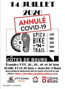 ANNULATION DU SPICY BIKE ‘N TRAIL DES CÔTES DE BOURG