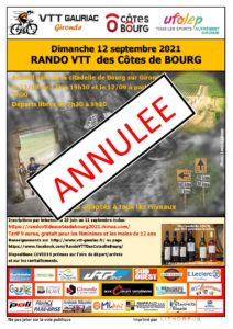 LA RANDONNEE VTT DES CÔTES DE BOURG ANNULEE